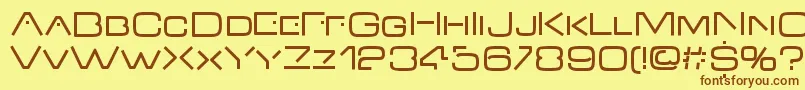 フォントVdubRegular – 茶色の文字が黄色の背景にあります。