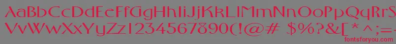 FosterexpandedRegular-Schriftart – Rote Schriften auf grauem Hintergrund