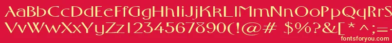 FosterexpandedRegular-Schriftart – Gelbe Schriften auf rotem Hintergrund
