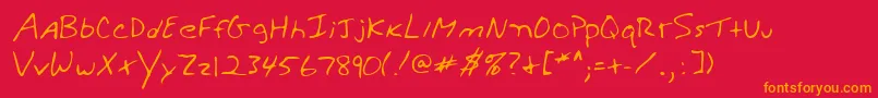 フォントLehn279 – 赤い背景にオレンジの文字