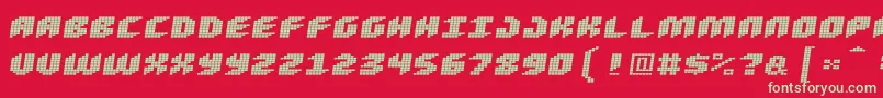 フォントLoudnoiseskew – 赤い背景に緑の文字