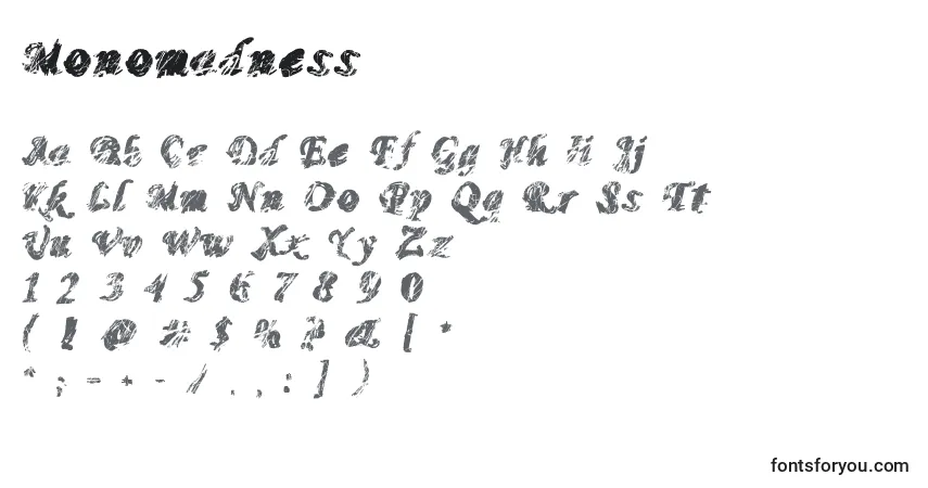 Schriftart Monomadness – Alphabet, Zahlen, spezielle Symbole