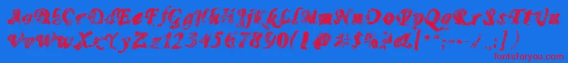 Monomadness Font – Red Fonts on Blue Background