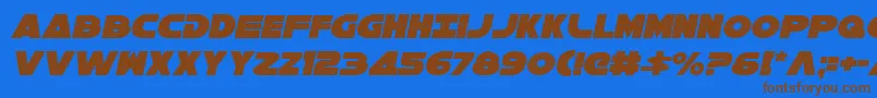 Galaxy1ci-Schriftart – Braune Schriften auf blauem Hintergrund