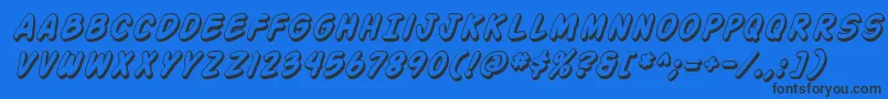 Шрифт ActionManShadedItalic – чёрные шрифты на синем фоне