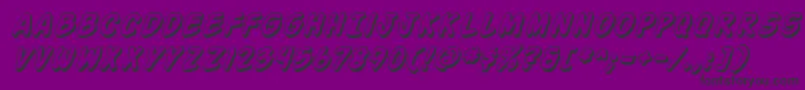 ActionManShadedItalic-fontti – mustat fontit violetilla taustalla