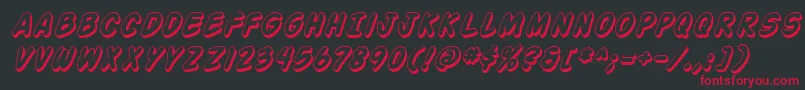 フォントActionManShadedItalic – 黒い背景に赤い文字