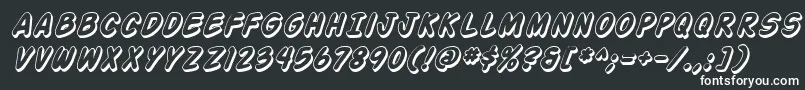 フォントActionManShadedItalic – 黒い背景に白い文字