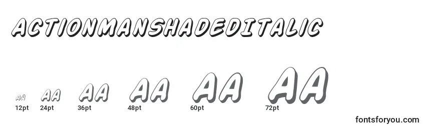 ActionManShadedItalic Font Sizes