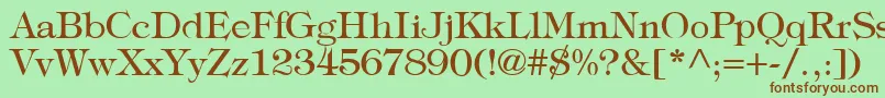 Fonte TypographyTimesRegular – fontes marrons em um fundo verde