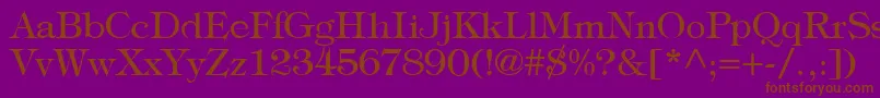 Fonte TypographyTimesRegular – fontes marrons em um fundo roxo