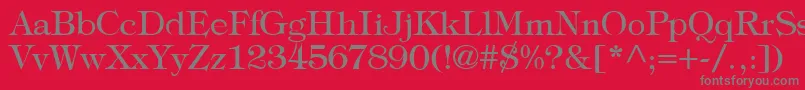 Fonte TypographyTimesRegular – fontes cinzas em um fundo vermelho