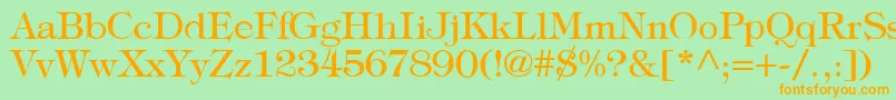 Fonte TypographyTimesRegular – fontes laranjas em um fundo verde