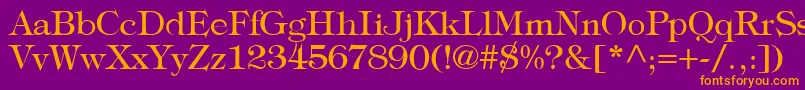 Fonte TypographyTimesRegular – fontes laranjas em um fundo violeta