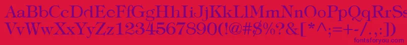 Fonte TypographyTimesRegular – fontes roxas em um fundo vermelho