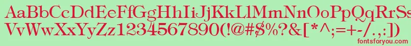 TypographyTimesRegular Font – Red Fonts on Green Background