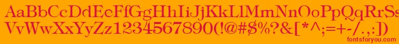 Czcionka TypographyTimesRegular – czerwone czcionki na pomarańczowym tle