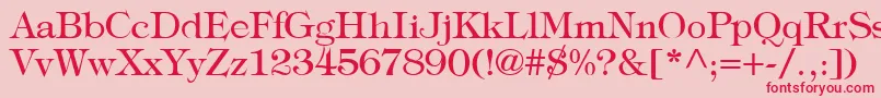 Fonte TypographyTimesRegular – fontes vermelhas em um fundo rosa