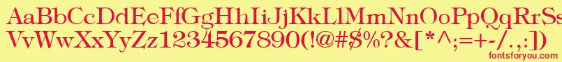 TypographyTimesRegular-fontti – punaiset fontit keltaisella taustalla