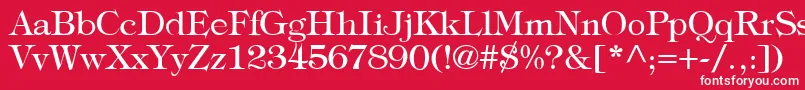 TypographyTimesRegular-fontti – valkoiset fontit punaisella taustalla