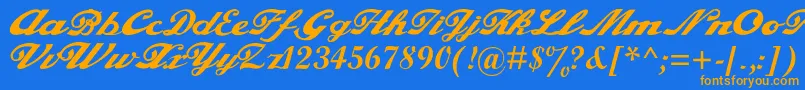 Alfaowner.ComScript Font – Orange Fonts on Blue Background