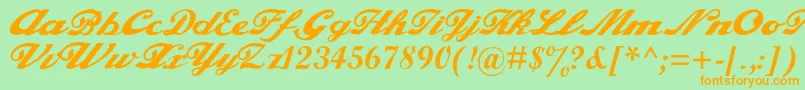 Alfaowner.ComScript Font – Orange Fonts on Green Background