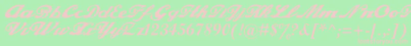 Alfaowner.ComScript-Schriftart – Rosa Schriften auf grünem Hintergrund