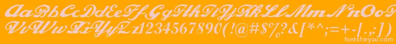 Alfaowner.ComScript-Schriftart – Rosa Schriften auf orangefarbenem Hintergrund