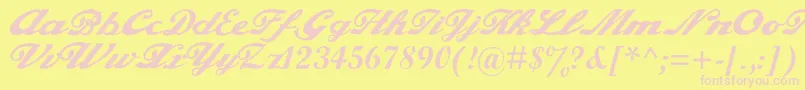 Alfaowner.ComScript-Schriftart – Rosa Schriften auf gelbem Hintergrund