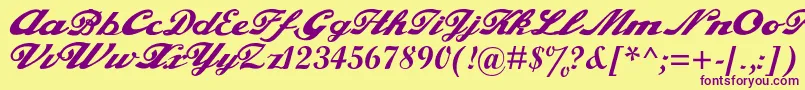 Alfaowner.ComScript Font – Purple Fonts on Yellow Background