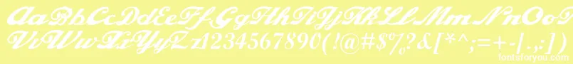 フォントAlfaowner.ComScript – 黄色い背景に白い文字