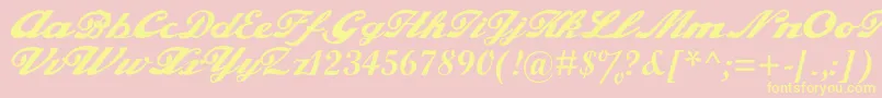 Alfaowner.ComScript-Schriftart – Gelbe Schriften auf rosa Hintergrund