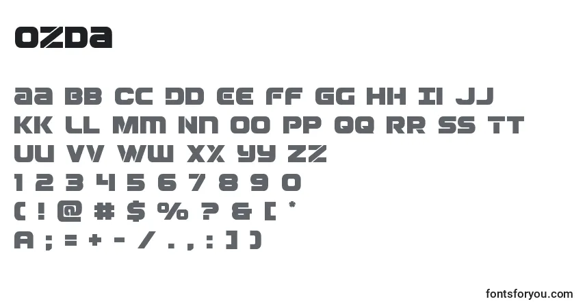 Schriftart Ozda – Alphabet, Zahlen, spezielle Symbole