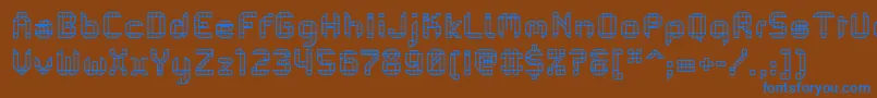 PfMechanicaBProComb-Schriftart – Blaue Schriften auf braunem Hintergrund