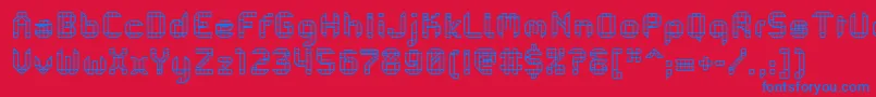 PfMechanicaBProComb-fontti – siniset fontit punaisella taustalla