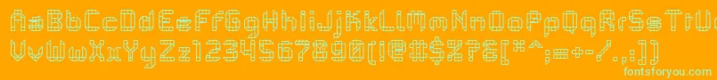 PfMechanicaBProComb Font – Green Fonts on Orange Background