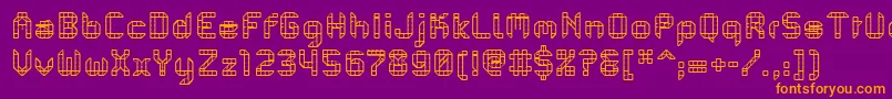 PfMechanicaBProComb-fontti – oranssit fontit violetilla taustalla