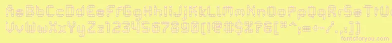 PfMechanicaBProComb Font – Pink Fonts on Yellow Background