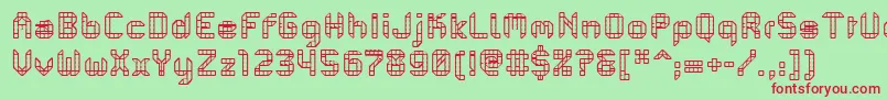 PfMechanicaBProComb Font – Red Fonts on Green Background