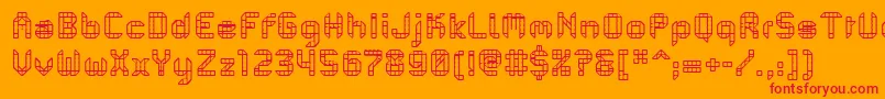 PfMechanicaBProComb Font – Red Fonts on Orange Background