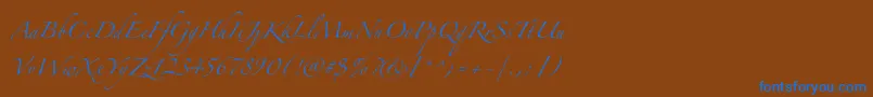 ZapfinoextraltOne-Schriftart – Blaue Schriften auf braunem Hintergrund