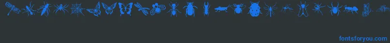 Czcionka Lpinsects – niebieskie czcionki na czarnym tle