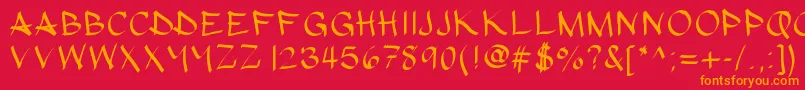 Weitere Informationen zur Hypografic-Schriftart Hypografic-Schriftart – Orangefarbene Schriften auf rotem Hintergrund