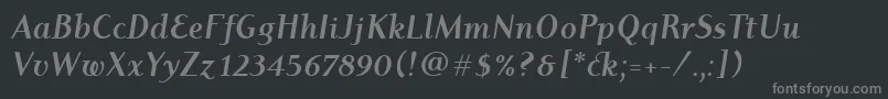 フォントDyadisItcBoldItalic – 黒い背景に灰色の文字