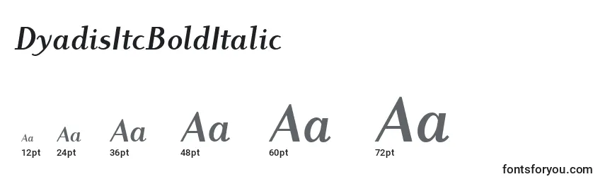 Размеры шрифта DyadisItcBoldItalic