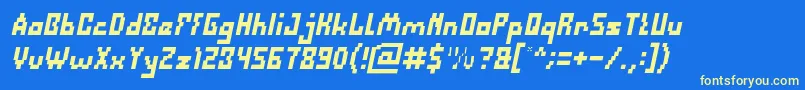 Fonte DefragmentedItalic – fontes amarelas em um fundo azul