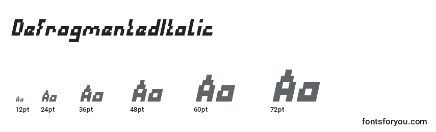 Größen der Schriftart DefragmentedItalic