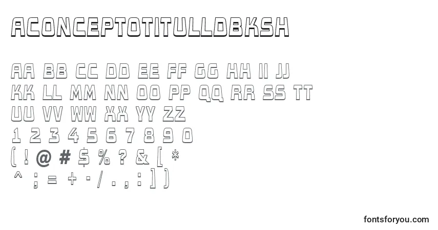 Czcionka AConceptotitulldbksh – alfabet, cyfry, specjalne znaki