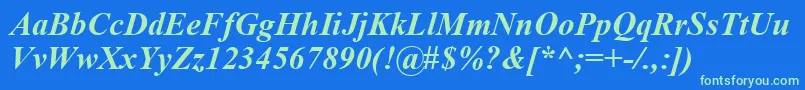 TimesNewRomanKoi8BoldItalic Font – Green Fonts on Blue Background