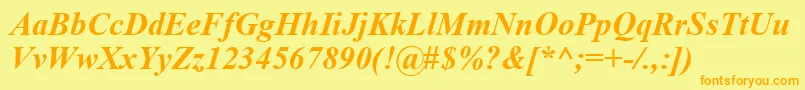 TimesNewRomanKoi8BoldItalic Font – Orange Fonts on Yellow Background
